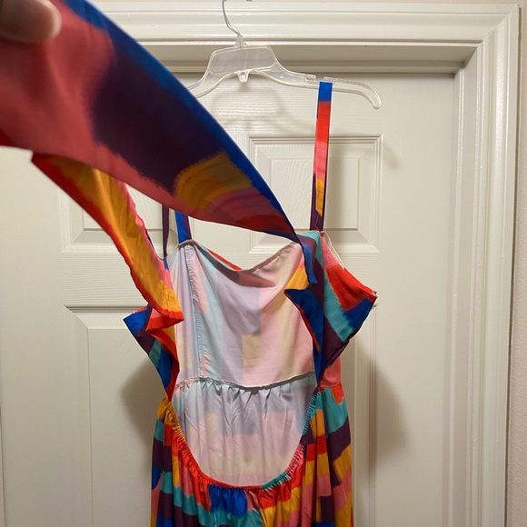 Extremely Vibrant Multi Colored Fun Open Back Dress - Picture 8 of 11